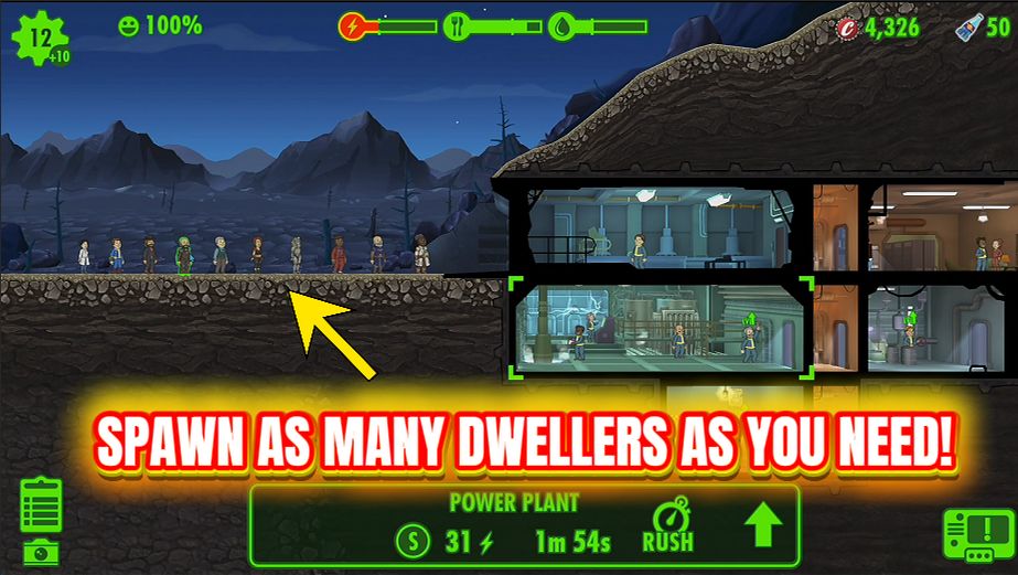 Fallout Shelter — Vault Whisperer (Dweller Spawn & Control) (screenshot 4)
